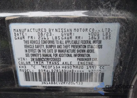 2024 Nissan Sentra Sv Xtronic Cvt from USA, damaged, VIN 3N1AB8CV2RY206933
